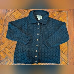 Aran Sweater Merino Wool In Black